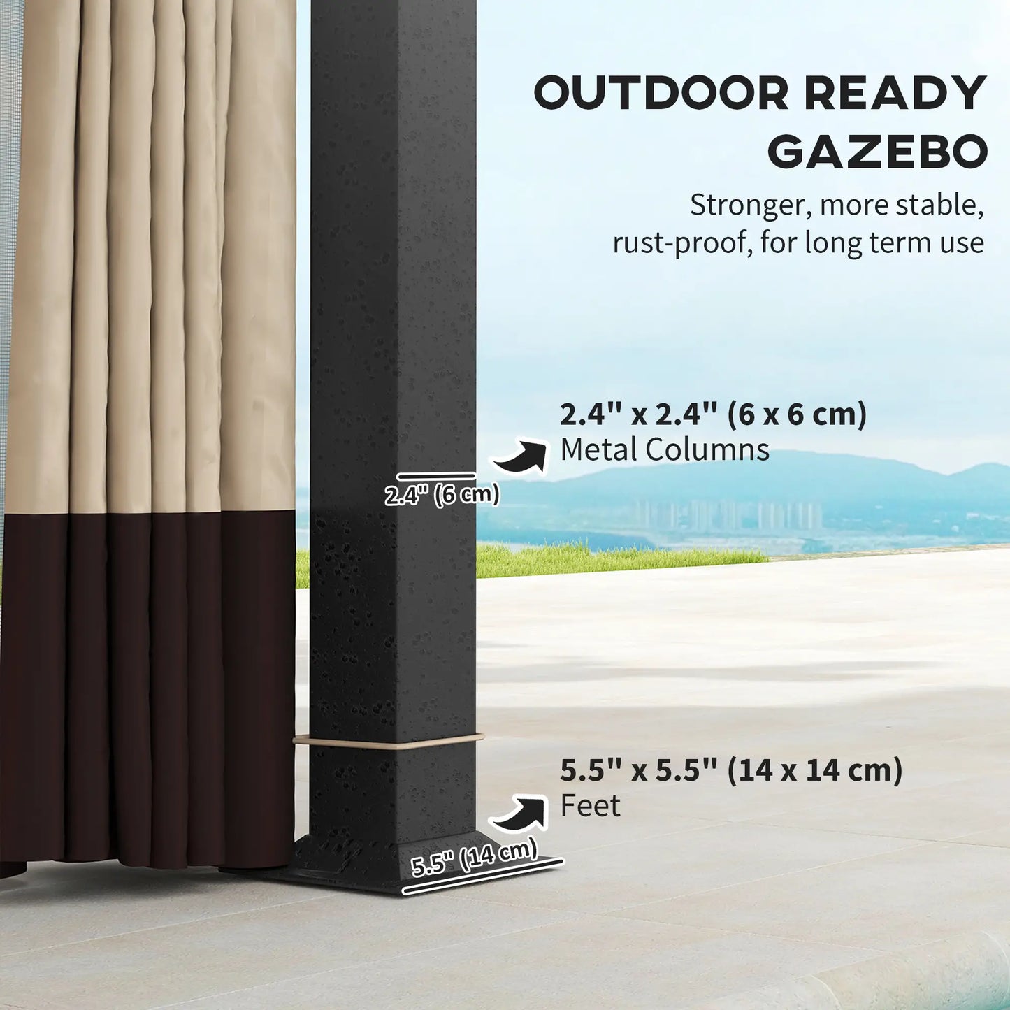 11' x 13' Patio Gazebo, Double Roof Canopy with Netting, Galvanized Frame, Khaki Gazebos at Gallery Canada
