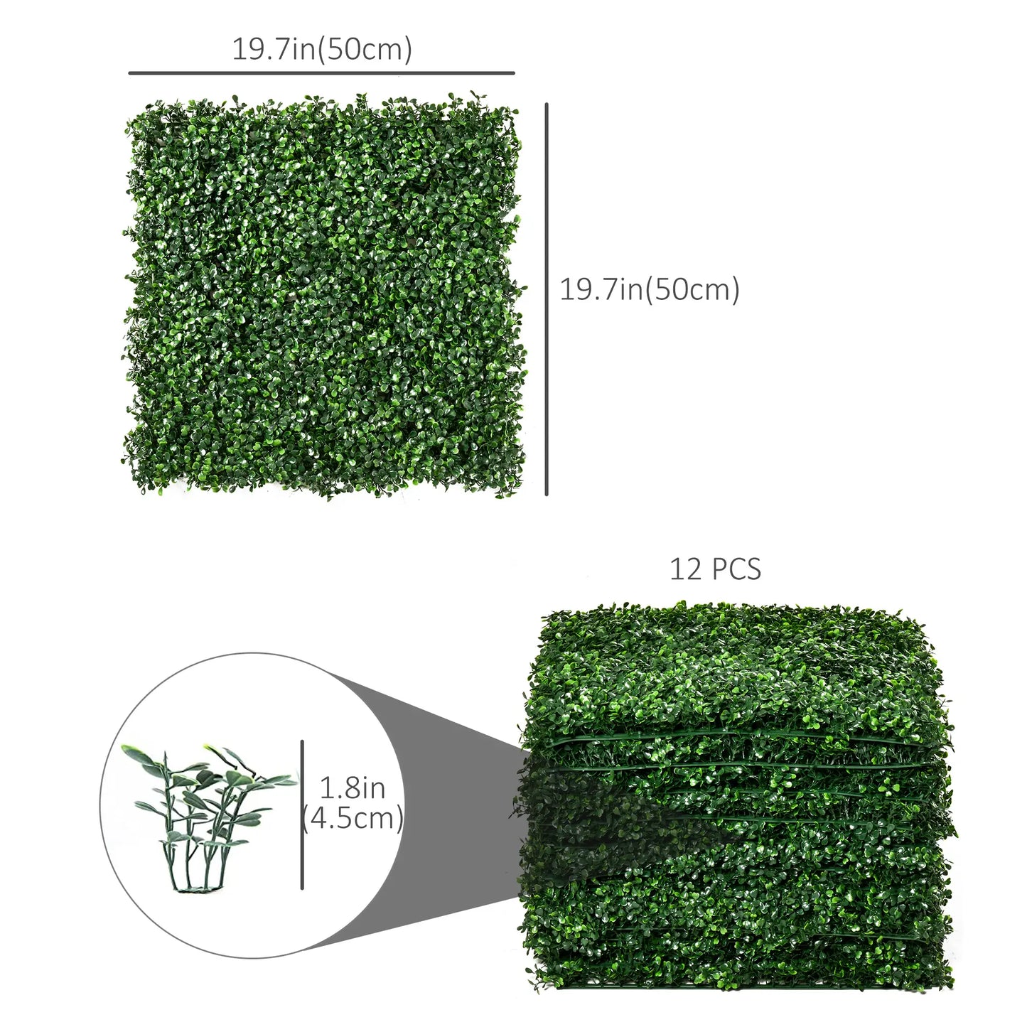 12-Piece Artificial Grass, Fake Green Wall, 19.75" x 19.75", Light Green Artificial Wall Grass at Gallery Canada
