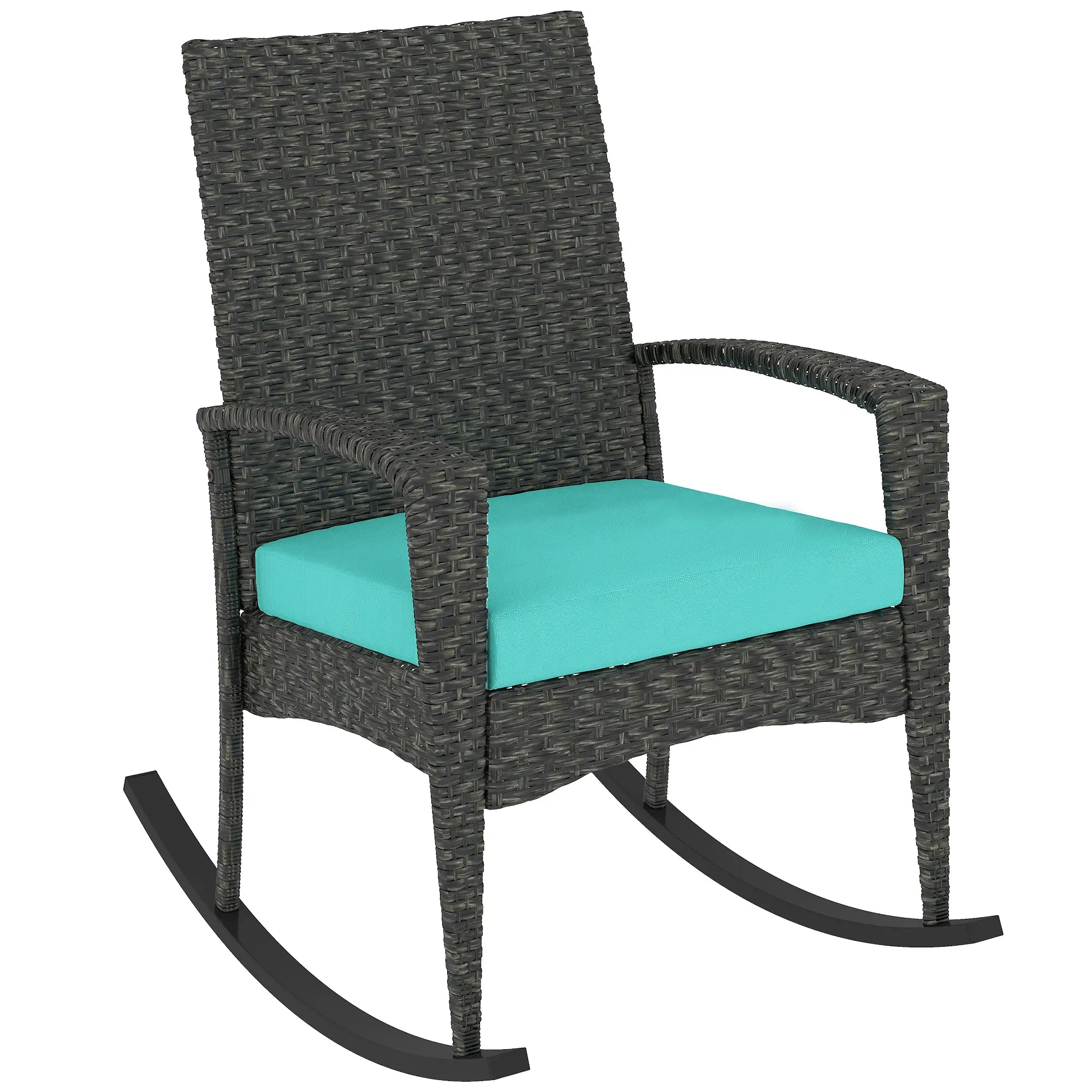 Outdoor Rocking Chair, Removable Cushion, High Back Armrests, Turquoise Outdoor Rocking Chairs at Gallery Canada