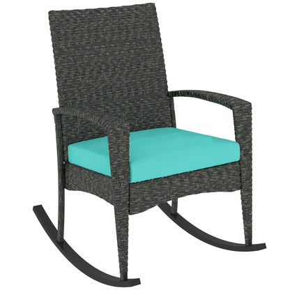 Outdoor Rocking Chair, Removable Cushion, High Back Armrests, Turquoise Outdoor Rocking Chairs at Gallery Canada