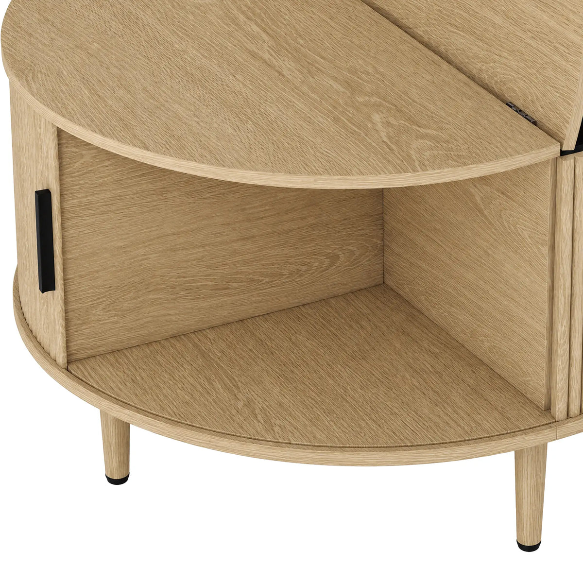31.5" Round Coffee Table, Storage, Sliding Door, Natural Coffee Tables at Gallery Canada