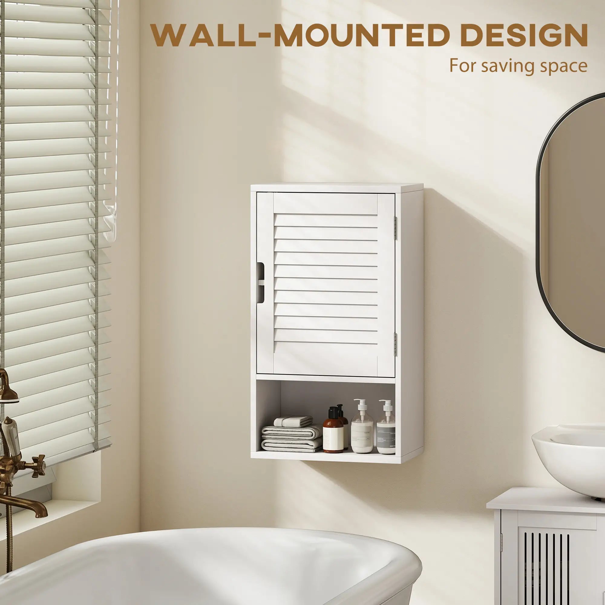 Wall Mounted Bathroom Cabinet, Adjustable Shelves, 40 x 20 x 60 cm, White Wall Mounted Cabinets at Gallery Canada