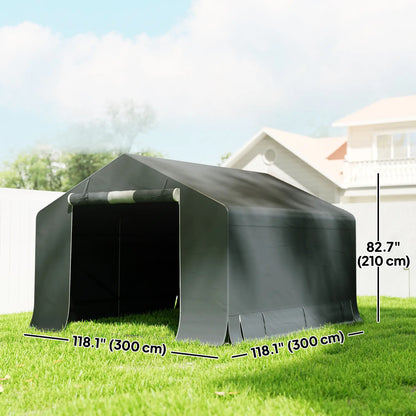 10' x 10' Portable Shed, Waterproof Bike Tent, Dark Grey
