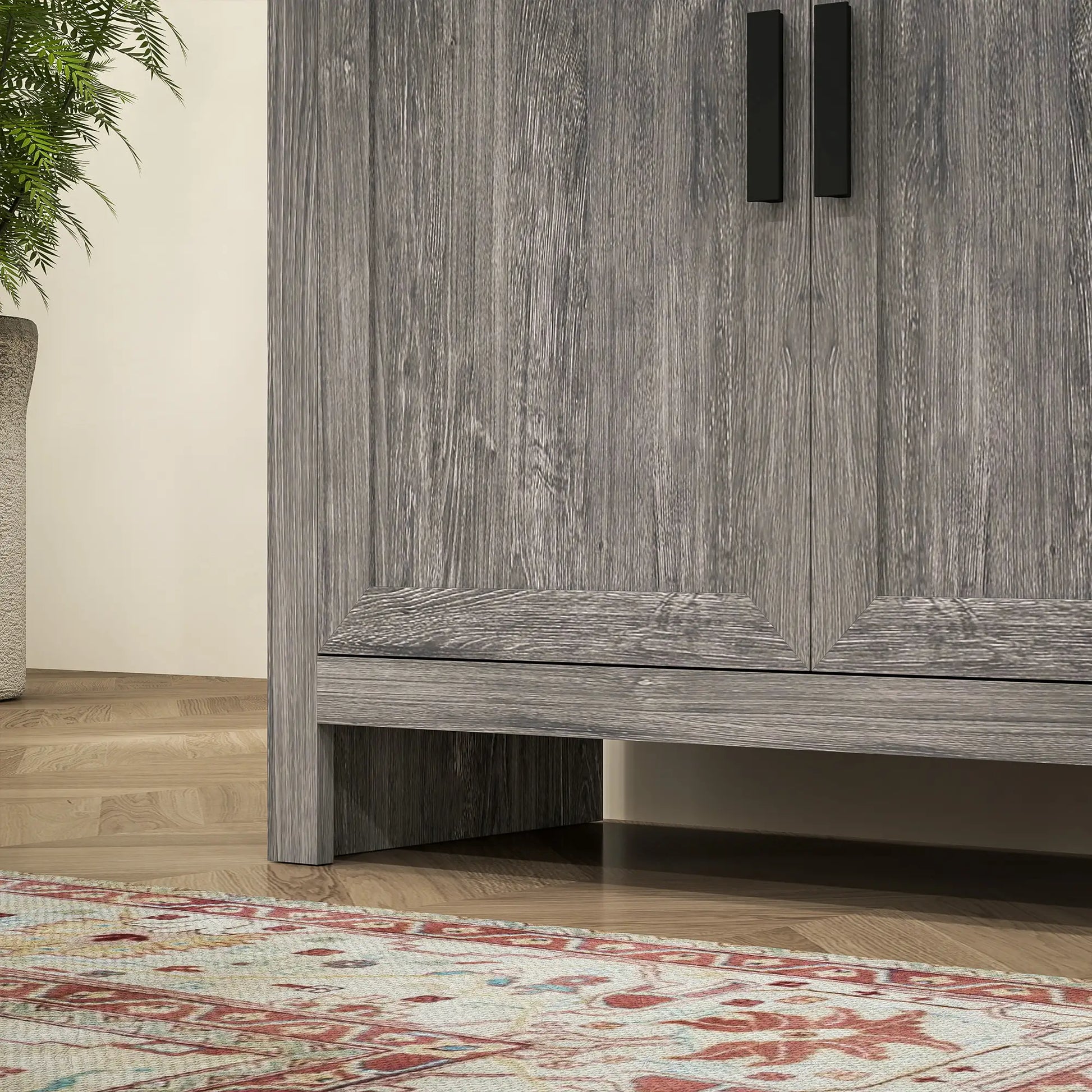 64" Kitchen Pantry Cabinet, 4 Doors, 3 Adjustable Shelves, Charcoal Grey Kitchen Pantry Cabinets at Gallery Canada