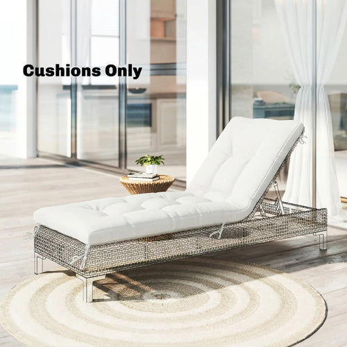 Patio Lounge Chair Cushion, UV50+ With Straps, 78 x 25.6 inch, Cream White
