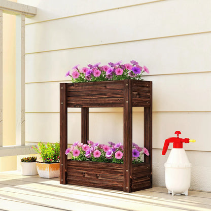 2-Tier Wooden Raised Garden Bed, 23.6" x 9.8" x 27.6", Elevated Planter Box Elevated Garden Beds at Gallery Canada
