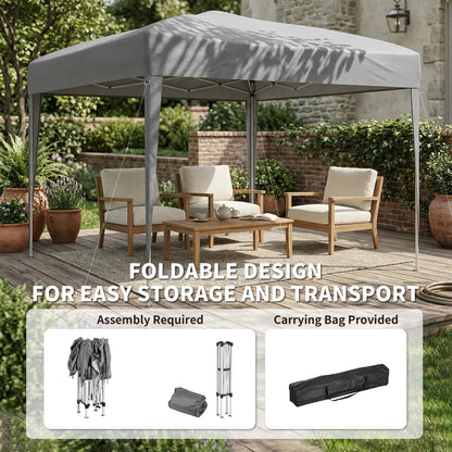 10 x 10ft Folding Pop Up Tent, Outdoor Gazebo Canopy, Grey Pop Up Canopies at Gallery Canada