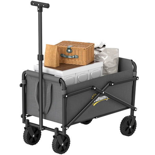 Small Collapsible Garden Cart, Heavy Duty Lawn Wagon, Grey