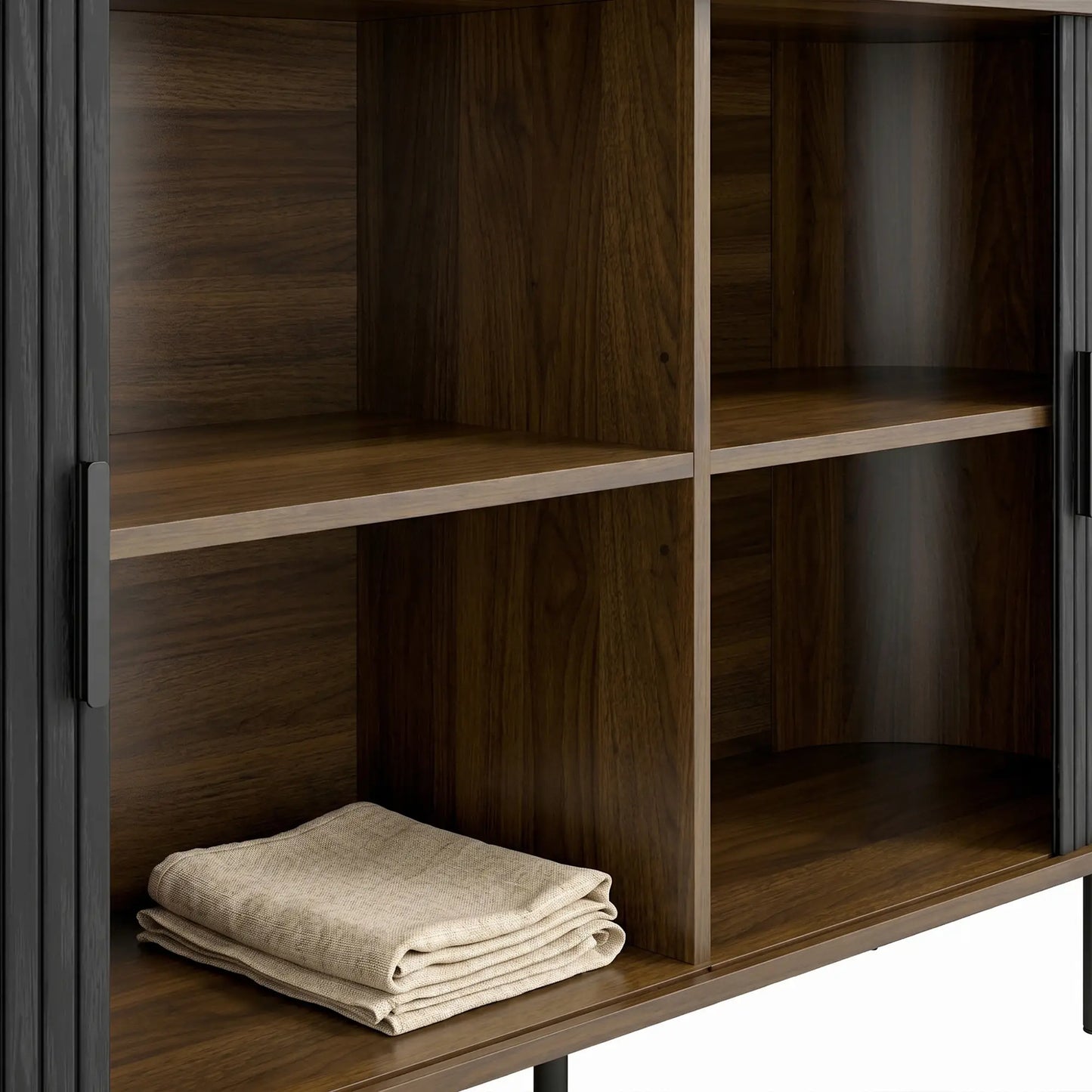Fluted Sideboard Buffet Cabinet, 55", Black Storage Cabinets at Gallery Canada