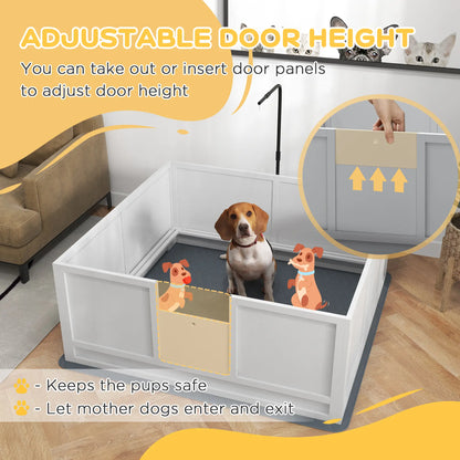 Dog Whelping Box, Waterproof Pad, Adjustable Door, 49" x 47" Houses, Kennels & Pens at Gallery Canada