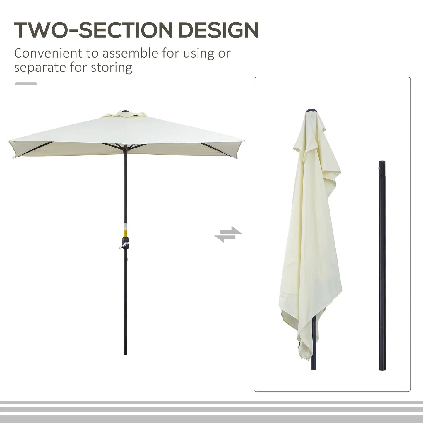 8ft Half Umbrella, Outdoor Balcony Parasol, 5 Ribs, Beige Sun Umbrellas at Gallery Canada