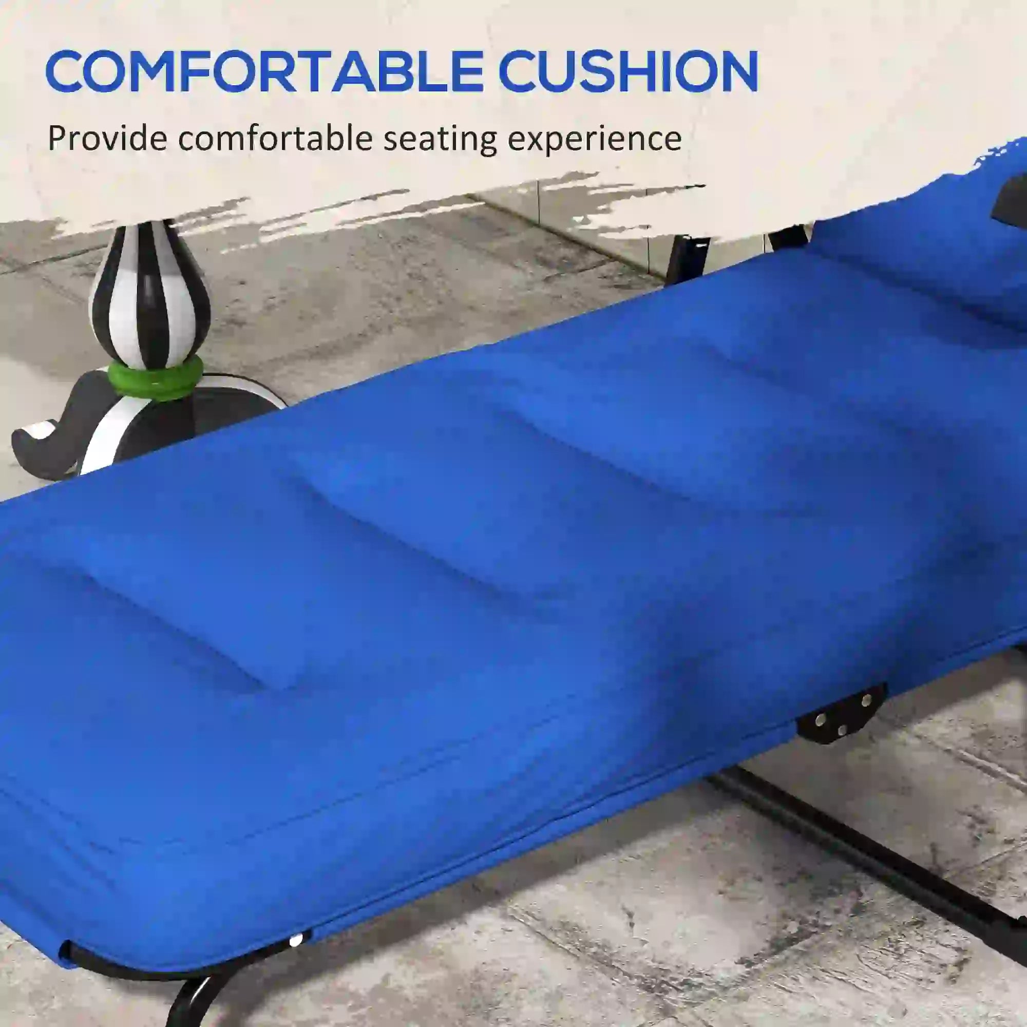 Outdoor Lounge Chair with Padded Cushion, Folding Reclining, Blue Lounger Chairs at Gallery Canada