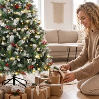 Sapin de Noël Sapin Floqué Pré-éclairé de 6 pieds, Double Couleur, Télécommande