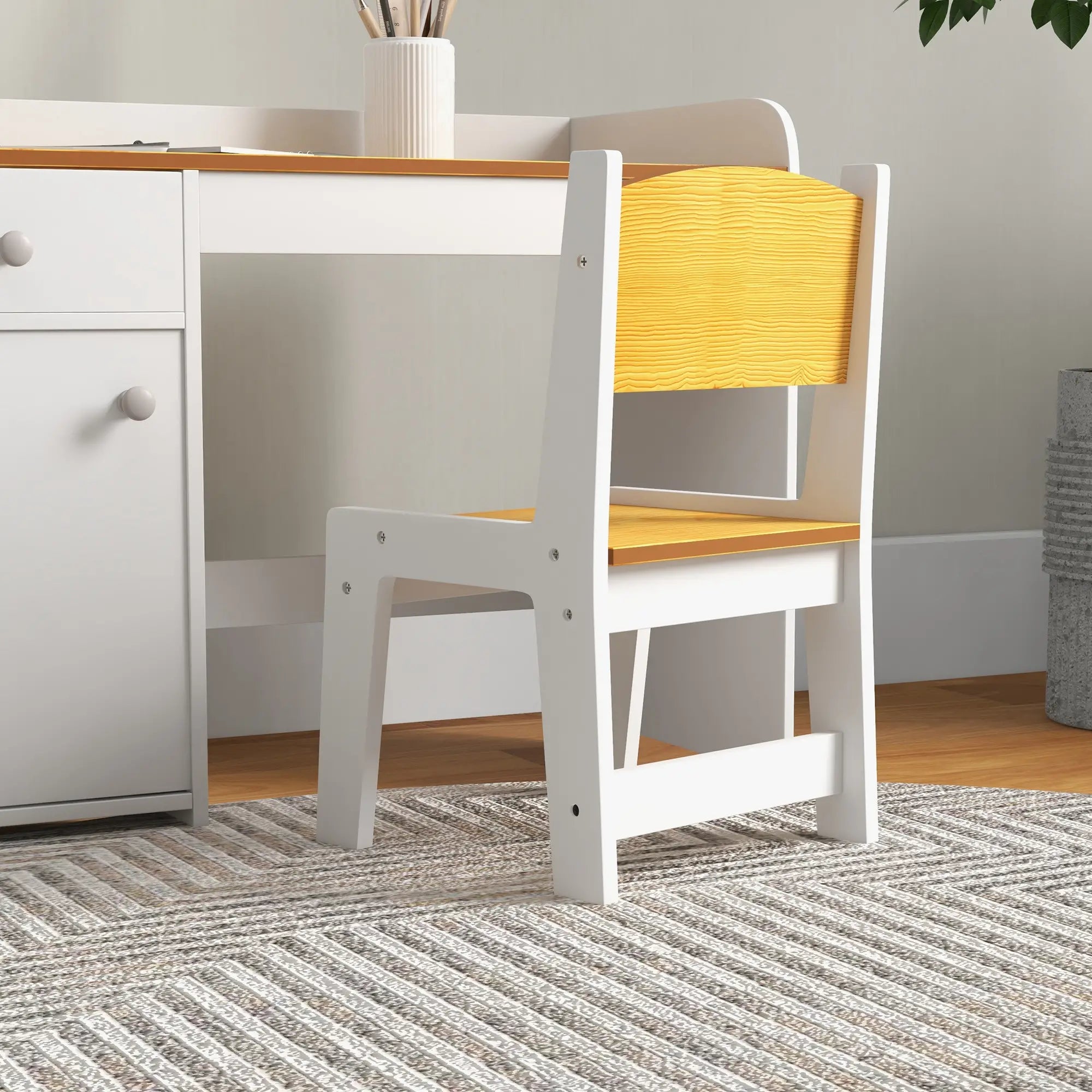 Kids Desk and Chair Set, Study Table with Storage Drawer, White Kids Desk Sets at Gallery Canada