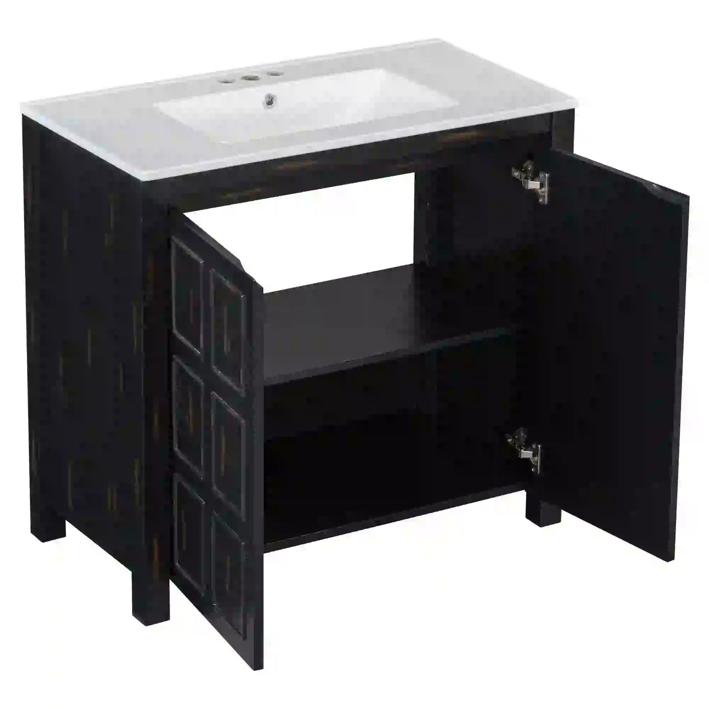 Solid Wood Bathroom Vanity, Ceramic Sink, Storage Cabinet, 36" L x 18.5" W x 34" H, Espresso Sink Cabinets at Gallery Canada