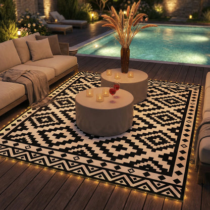 Reversible Plastic Straw Rug, LED Lights, 12' x 9' Outdoor Reversible Rugs at Gallery Canada