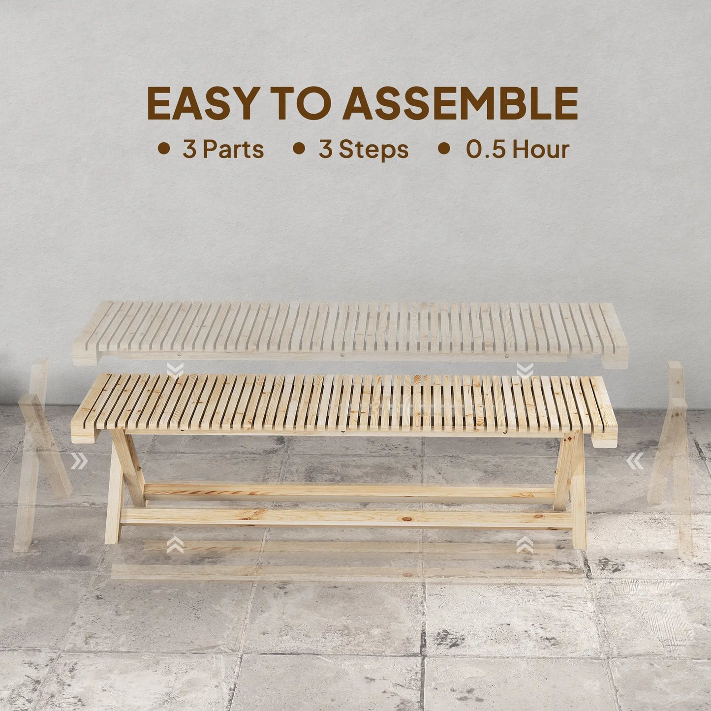 55.1" Garden Bench, 2-Seater Outdoor Bench, Natural Wood Finish Outdoor Benches at Gallery Canada