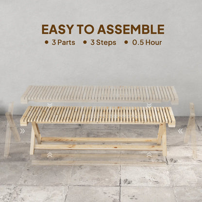 55.1" Garden Bench, 2-Seater Outdoor Bench, Natural Wood Finish Outdoor Benches at Gallery Canada
