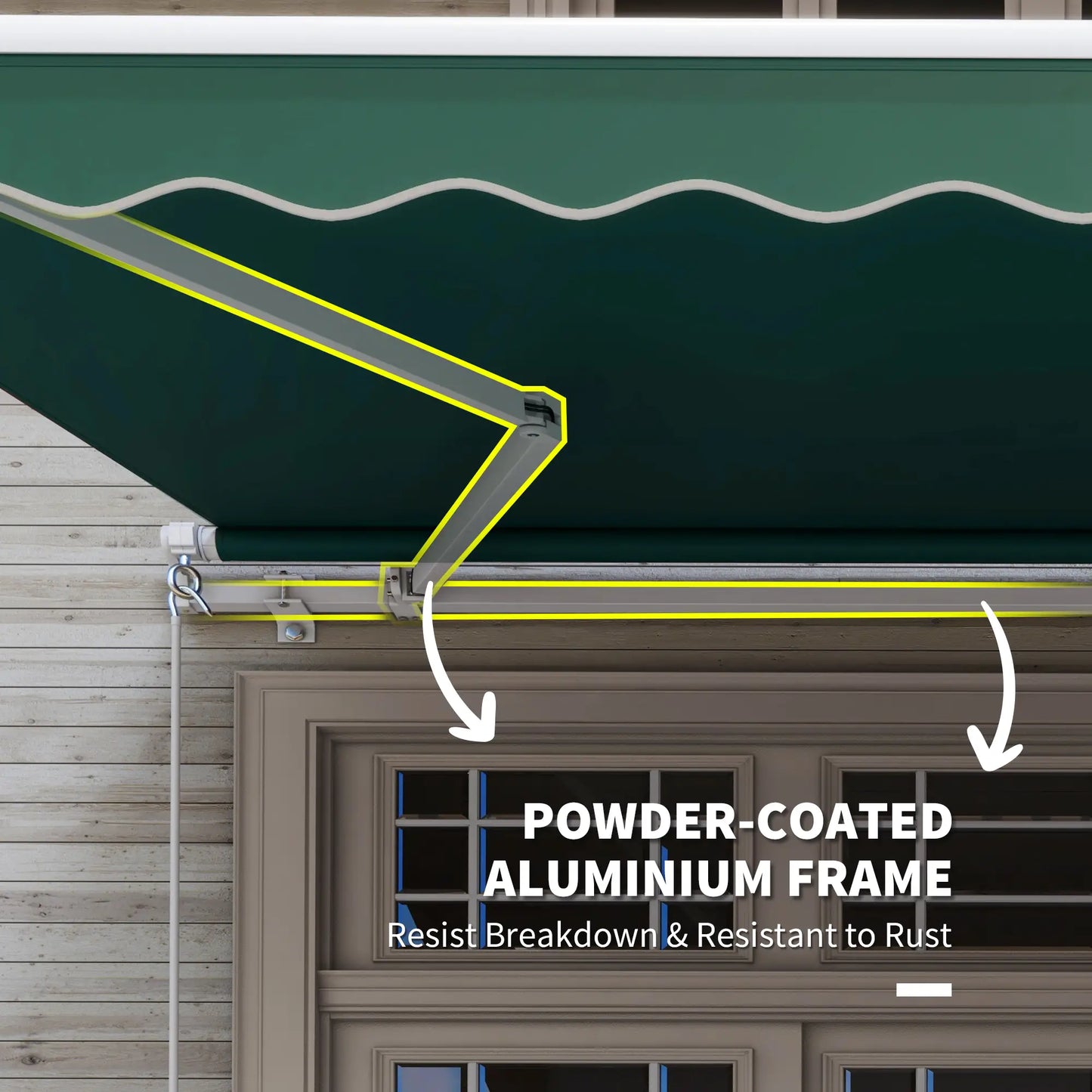 12' x 8' Retractable Awning, UV Water-Resistant Fabric, Aluminum Frame, Green Deck Awnings at Gallery Canada
