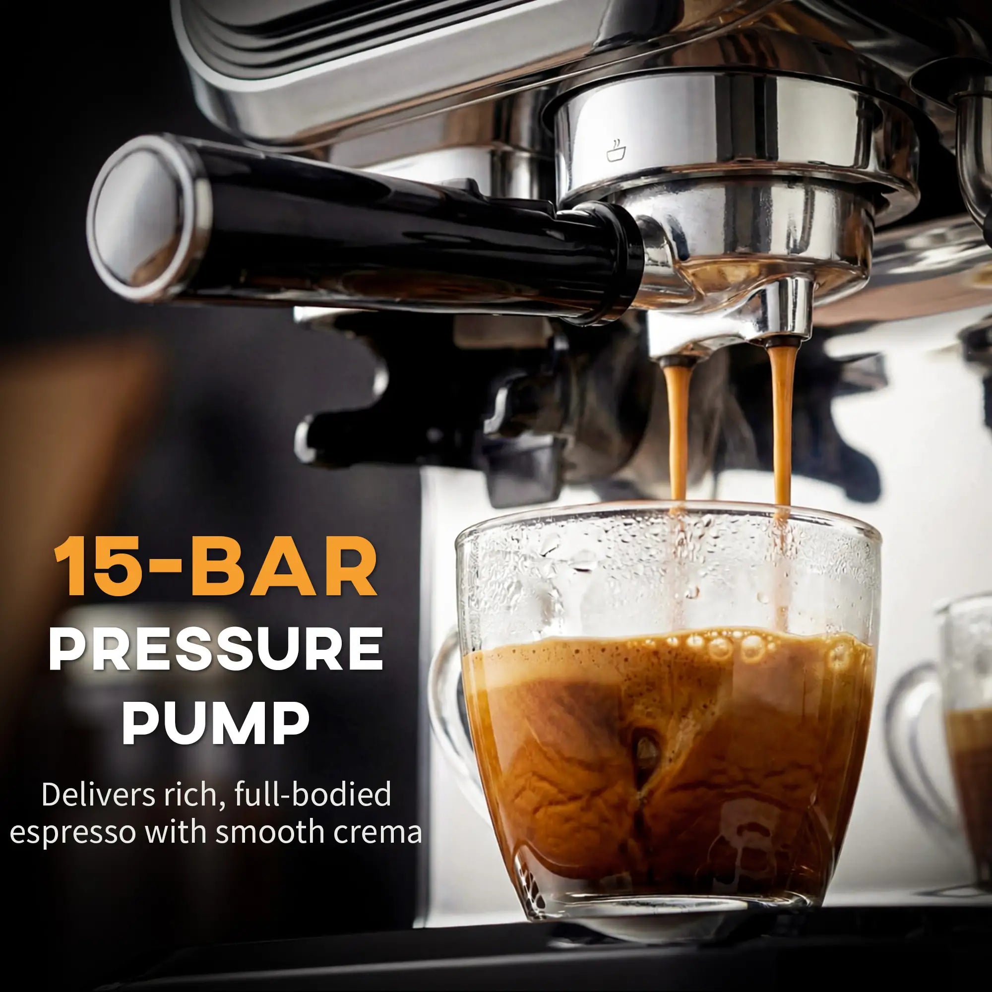 15 Bar Espresso Machine With Grinder & Milk Frother, Stainless Steel, Black Small Kitchen Appliances at Gallery Canada