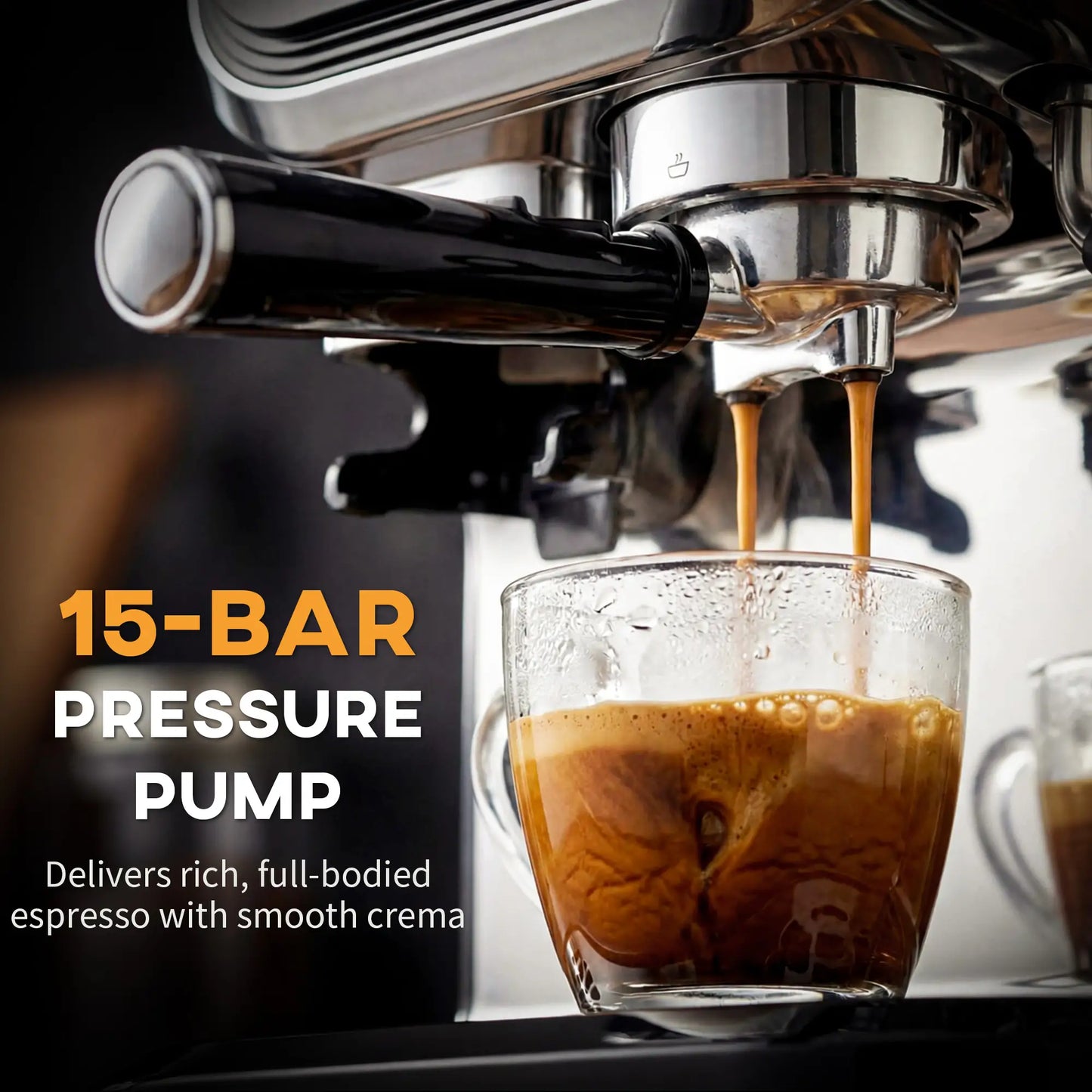 15 Bar Espresso Machine With Grinder & Milk Frother, Stainless Steel, Black Small Kitchen Appliances at Gallery Canada