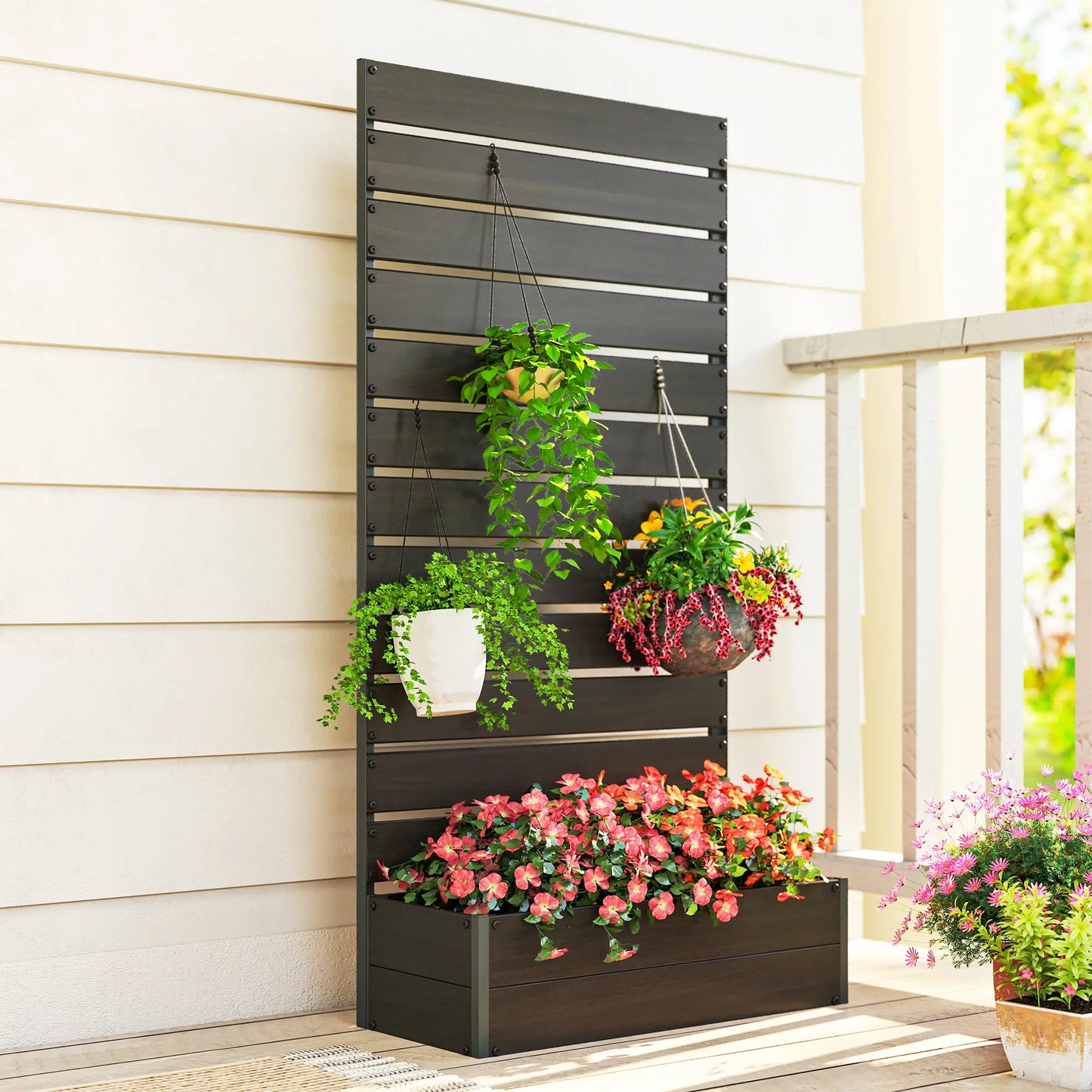 Trellis Planter for Climbing Plants, Raised Garden Bed, Outdoor, Black Raised Garden Beds at Gallery Canada