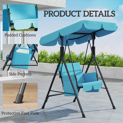 Outdoor Porch Swing, Adjustable Canopy, Removable Cushion, 1-Seat Patio Swings with Stand at Gallery Canada