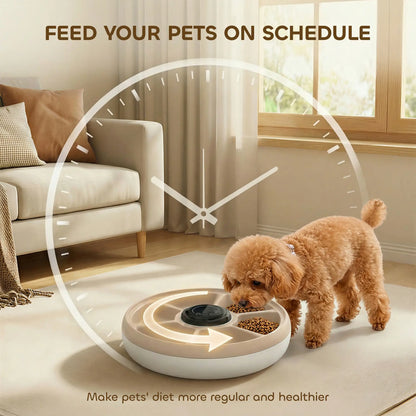 Automatic Cat Feeder, Dry Wet Food, 6 Trays, Battery Powered, Light Brown Dog Bowls at Gallery Canada
