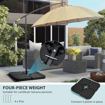 4 Piece Umbrella Base Stand, U Locking, 132 lb Water or 172 lb Sand, Black Umbrella Bases at Gallery Canada
