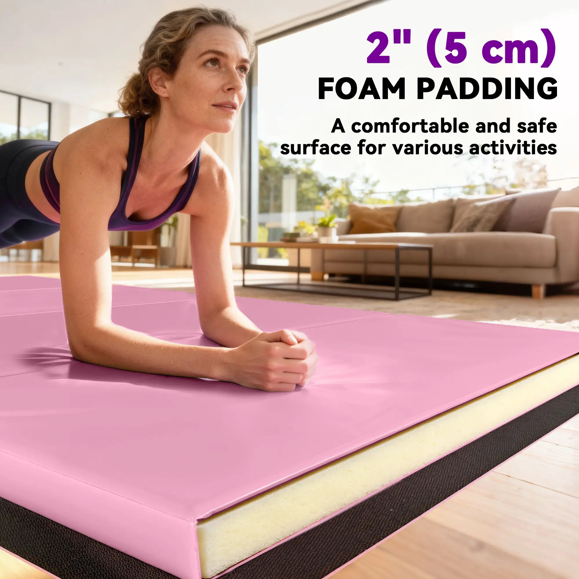 4'x6'x2'' Folding Gymnastics Mat, Exercise Mat for Yoga, MMA, Pink Gymnastics Mats at Gallery Canada