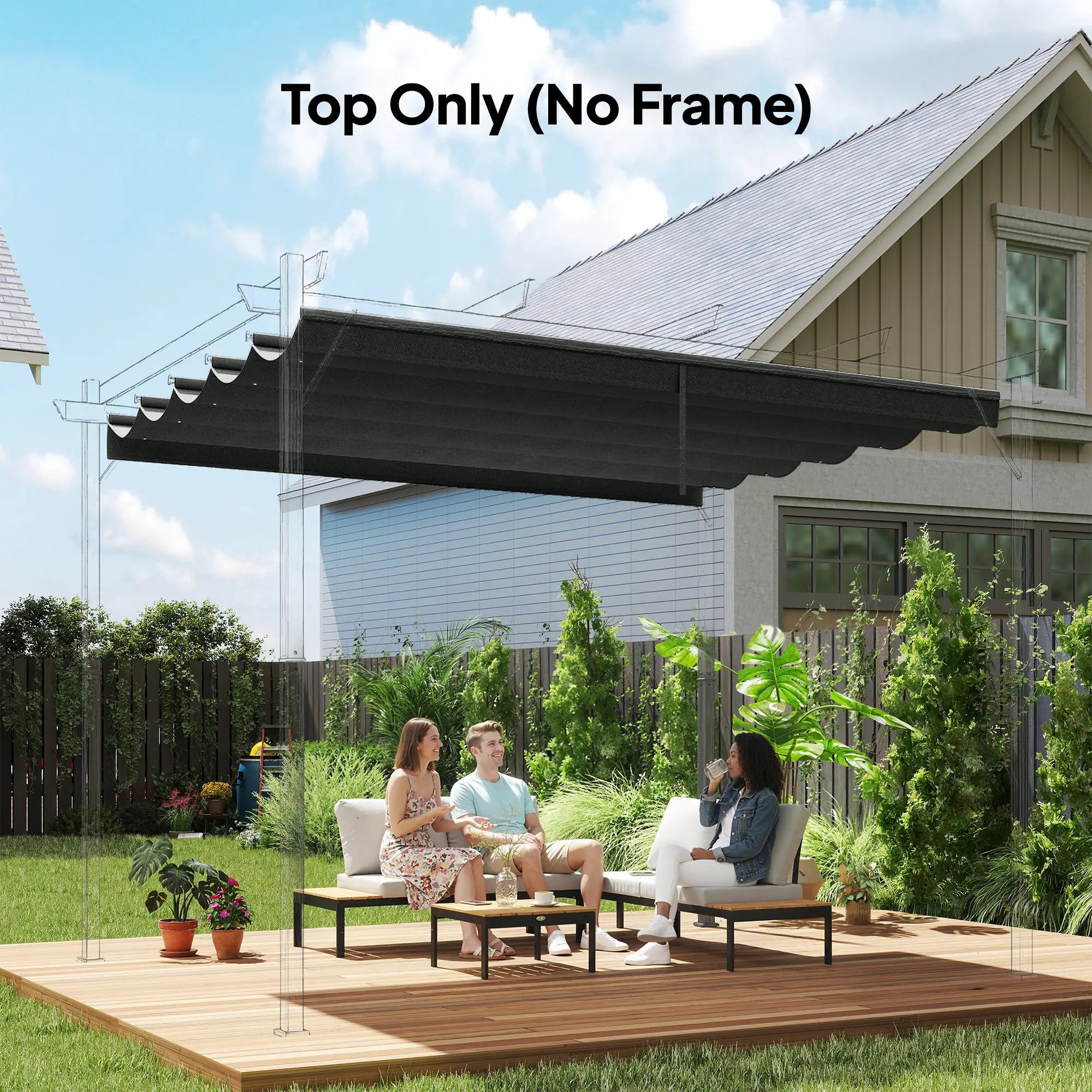 Retractable Pergola Canopy Replacement, 10' x 10', Dark Grey Gazebo Canopy Replacement at Gallery Canada