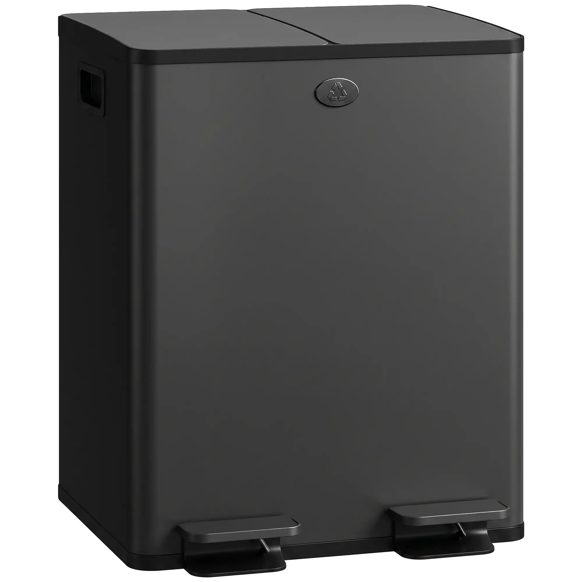 Dual Garbage Bin, Soft Close Trash Can, 2 x 20 Liter, Black Household Supplies at Gallery Canada