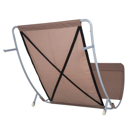 79" Outdoor Lounge Chair with Canopy, Double Chaise Lounger, Brown Lounger Chairs at Gallery Canada