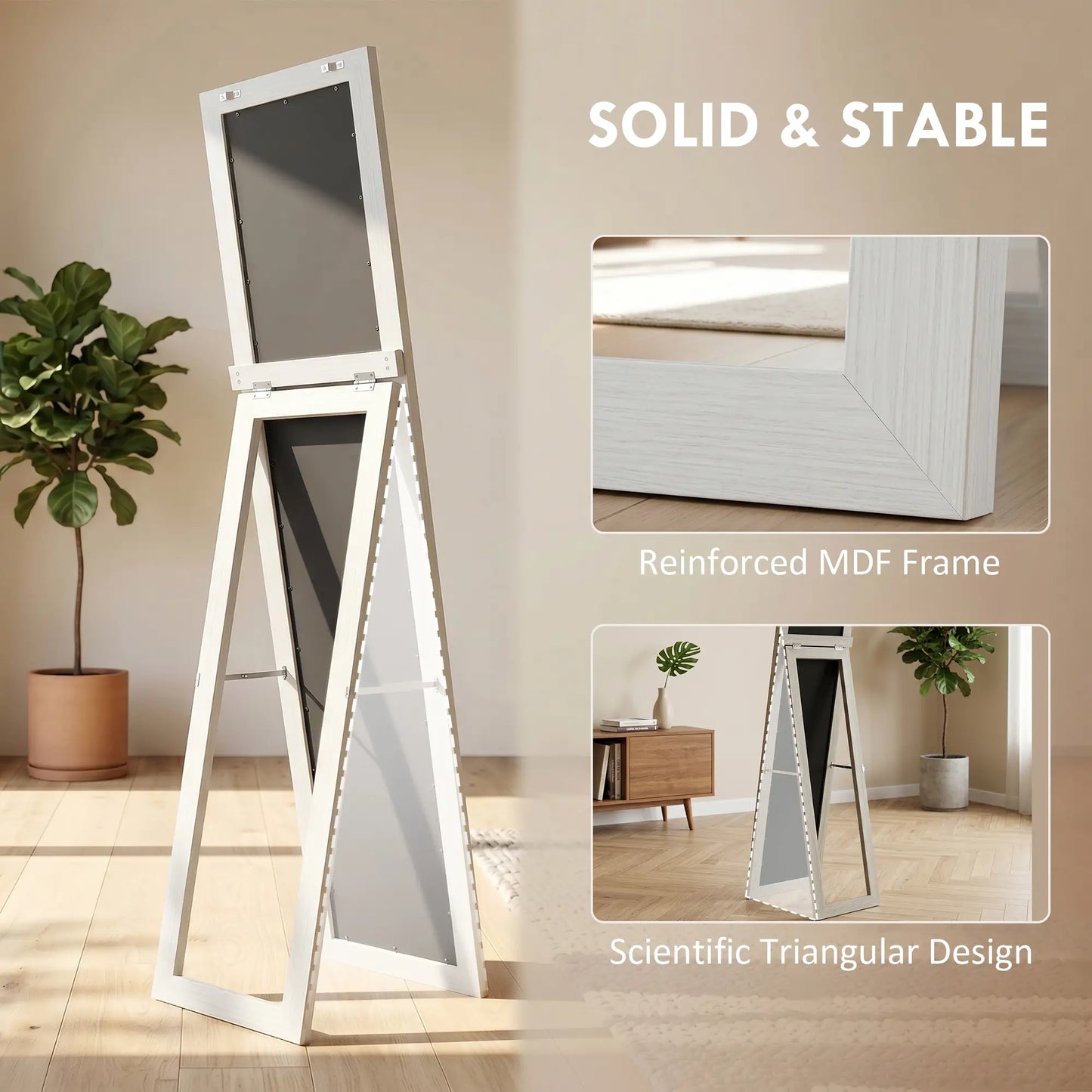 15" x 62" Full Length Mirror for Bedroom, Free Standing Dressing Mirror, Wall Mirror for Living Room, White Full Length Mirrors at Gallery Canada