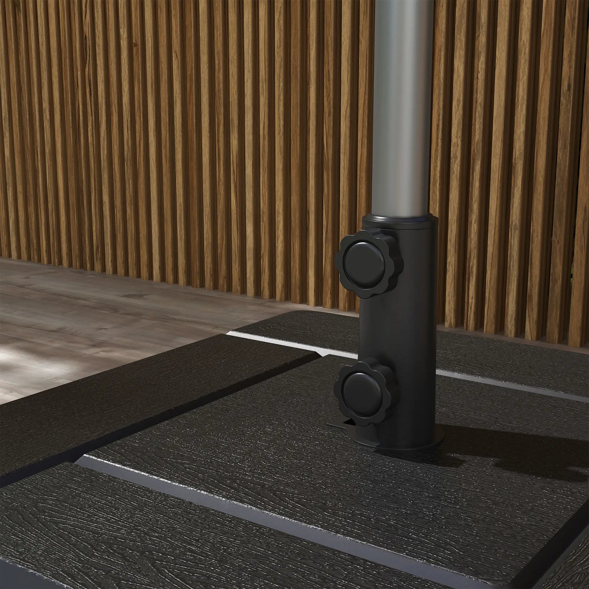 3-in-1 Outdoor Umbrella Base, End Table, Flower Box Planter, 176 lbs., Black Umbrella Bases at Gallery Canada