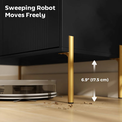 Sideboard, Modern Buffet Cabinet, Coffee Bar with Fluted Doors, Black Storage Cabinets at Gallery Canada