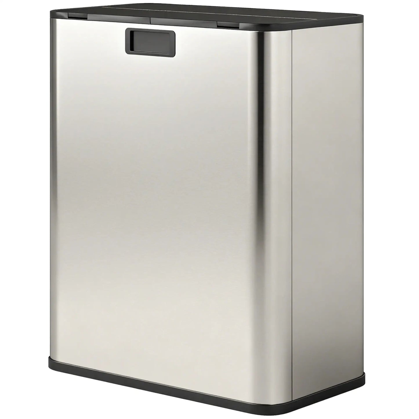 Dual Trash Can with Soft-Close Lid, Garbage Can with Removable Inner Bucket for Kitchen 14.8gal, Silver Household Supplies Silver Tone at Gallery Canada