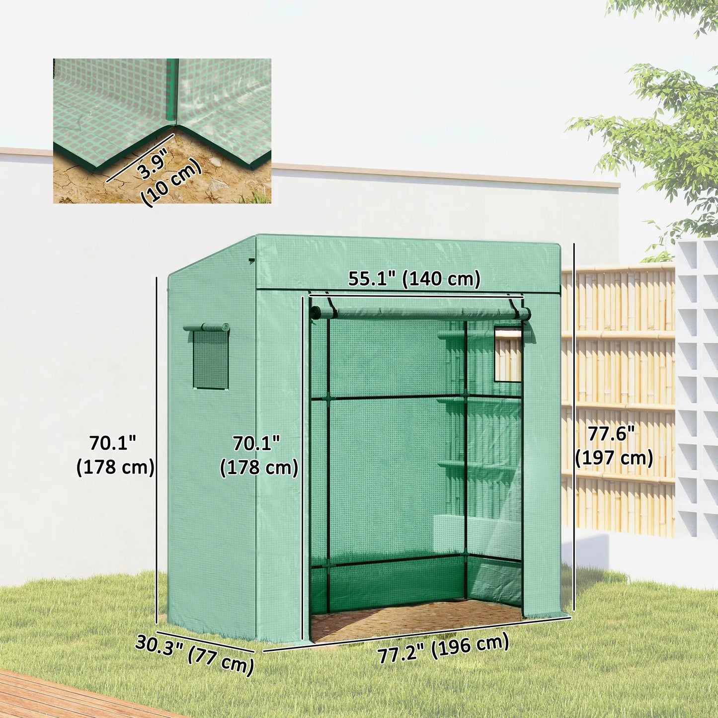 Walk-In Tomato Greenhouse, Reinforced PE Cover, Roll-Up Door, Mesh Windows, Green Greenhouses at Gallery Canada
