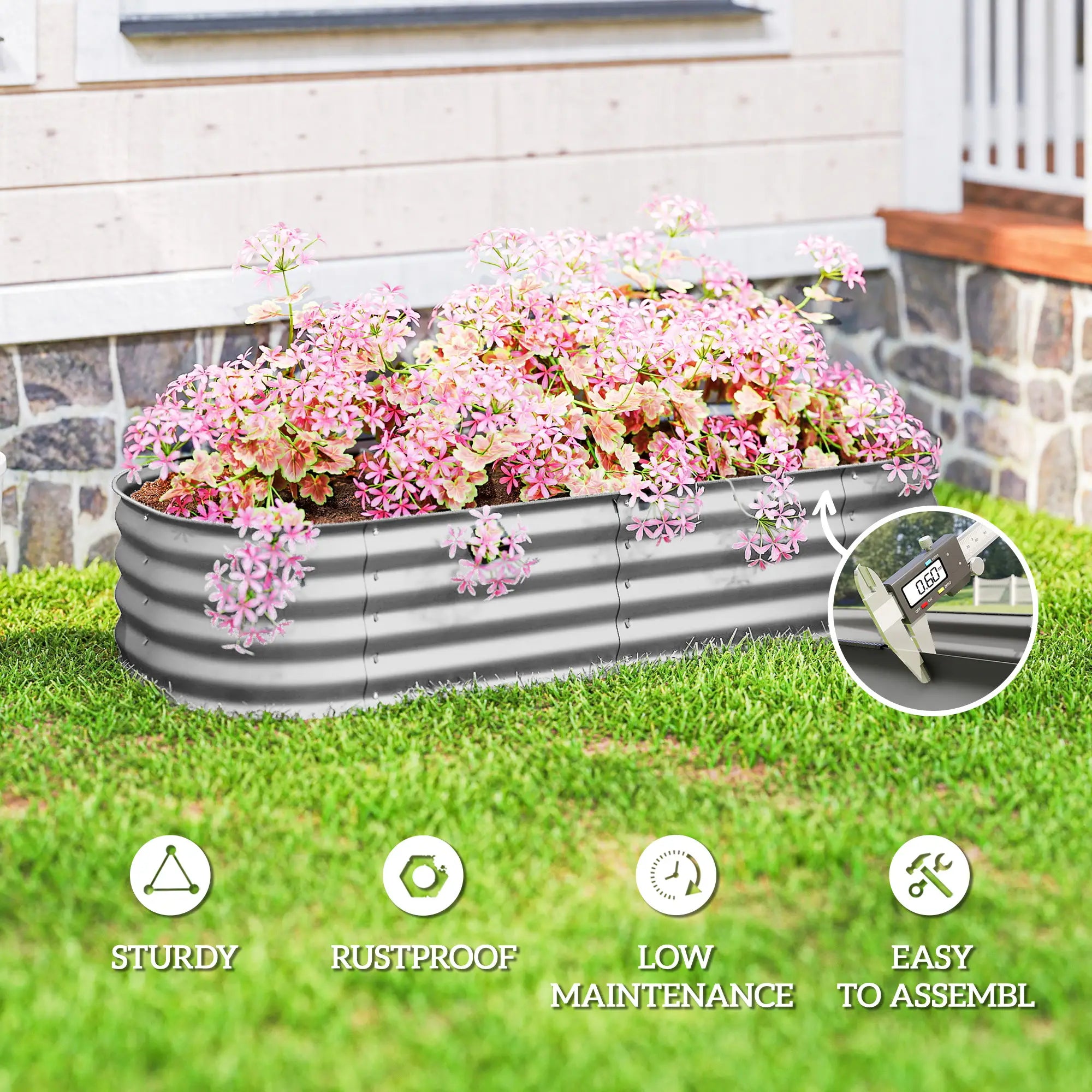 4.9 x 2 x 1ft Galvanized Raised Garden Bed, Metal Planter Box, Silver Galvanized Planter Boxes at Gallery Canada