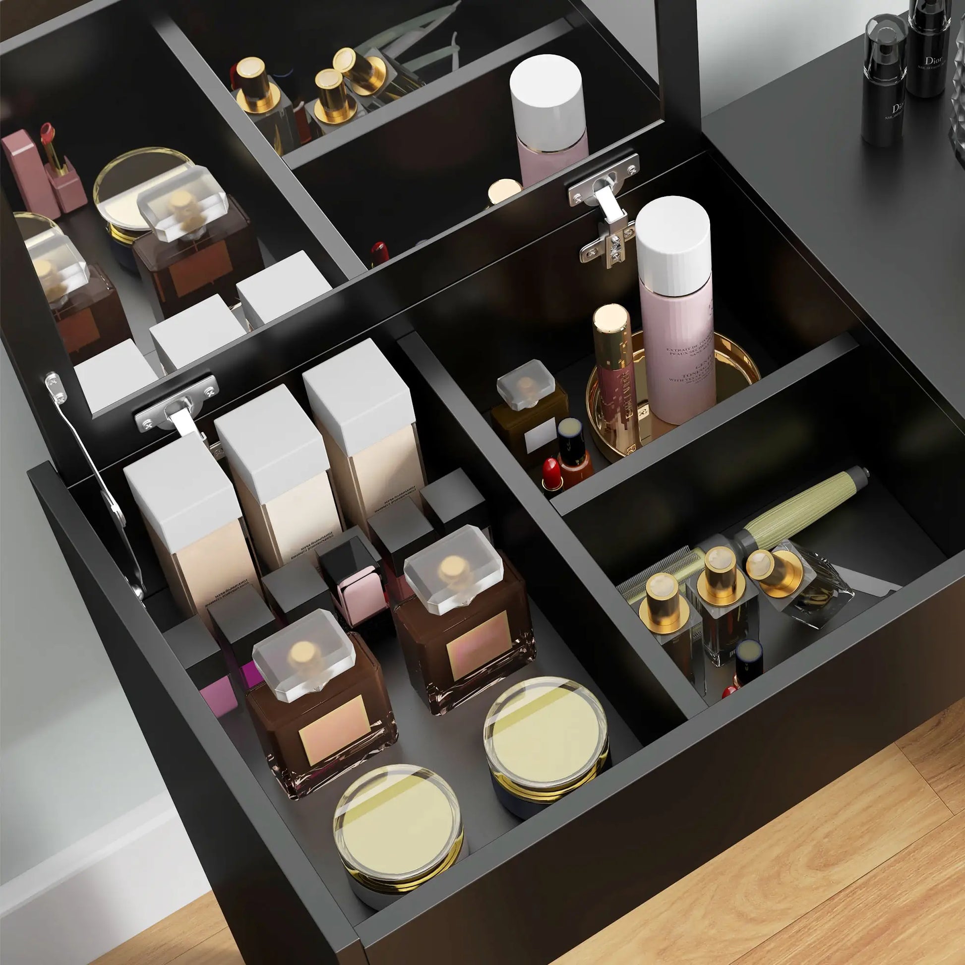 Modern Vanity Set with Flip Top Mirror, Cushioned Stool, Black Dressing & Vanity Tables at Gallery Canada