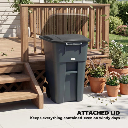 53 Gallon Outdoor Garbage Bin With Lid, Wheels, Handle, Dark Grey Garden Accessories at Gallery Canada