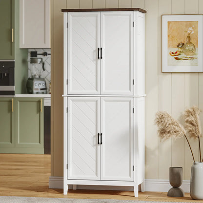 70" Tall Kitchen Cabinet, 4 Doors, 4 Adjustable Shelves, White Kitchen Pantry Cabinets at Gallery Canada