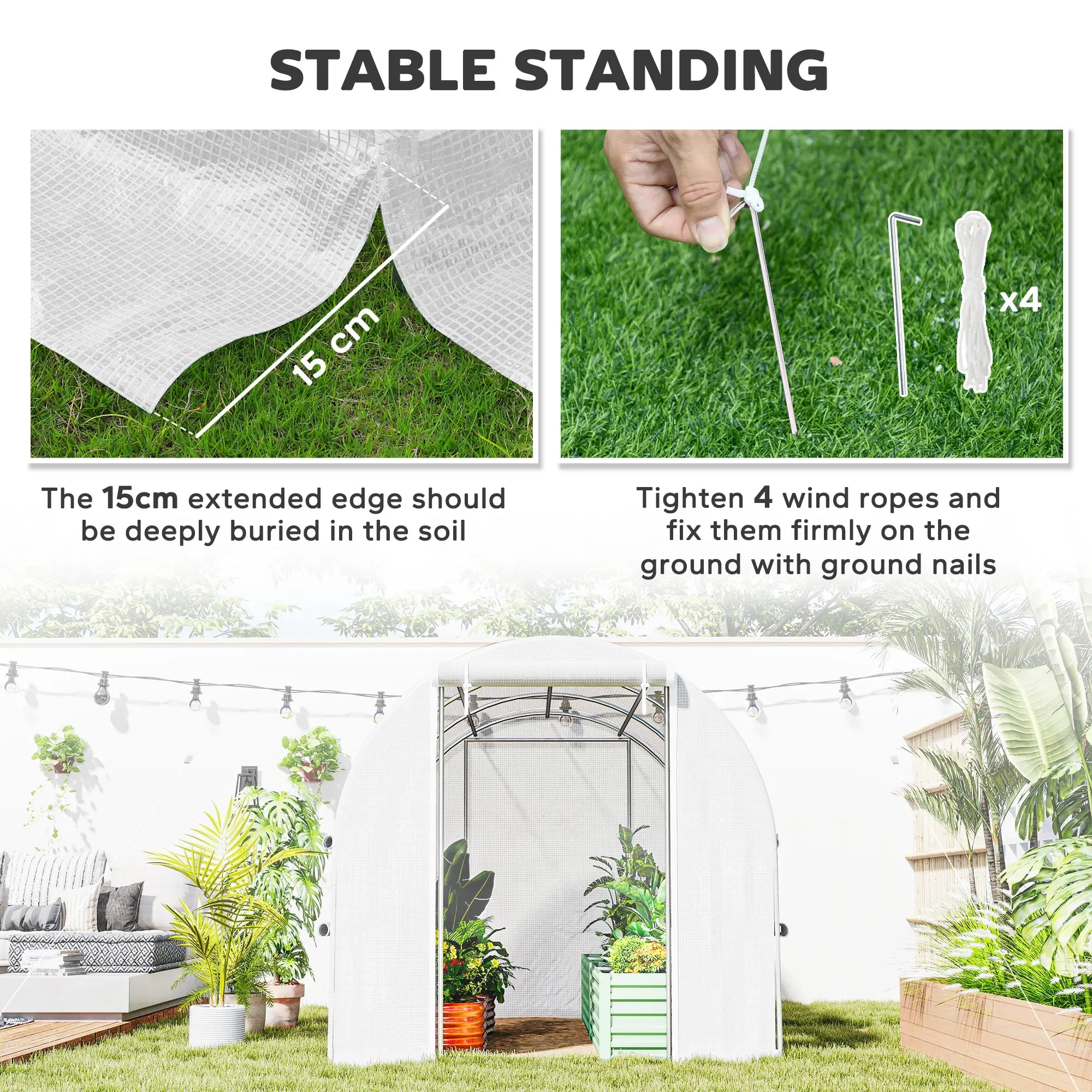 10' x 6.6' x 6.6' Walk-In Greenhouse, PE Cover, Zipper Doors, Mesh Windows, White Tunnel Greenhouses at Gallery Canada