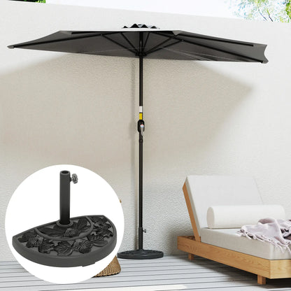 21 lbs Concrete Half Umbrella Base, Flower-Leaf Design, Black Umbrella Bases at Gallery Canada