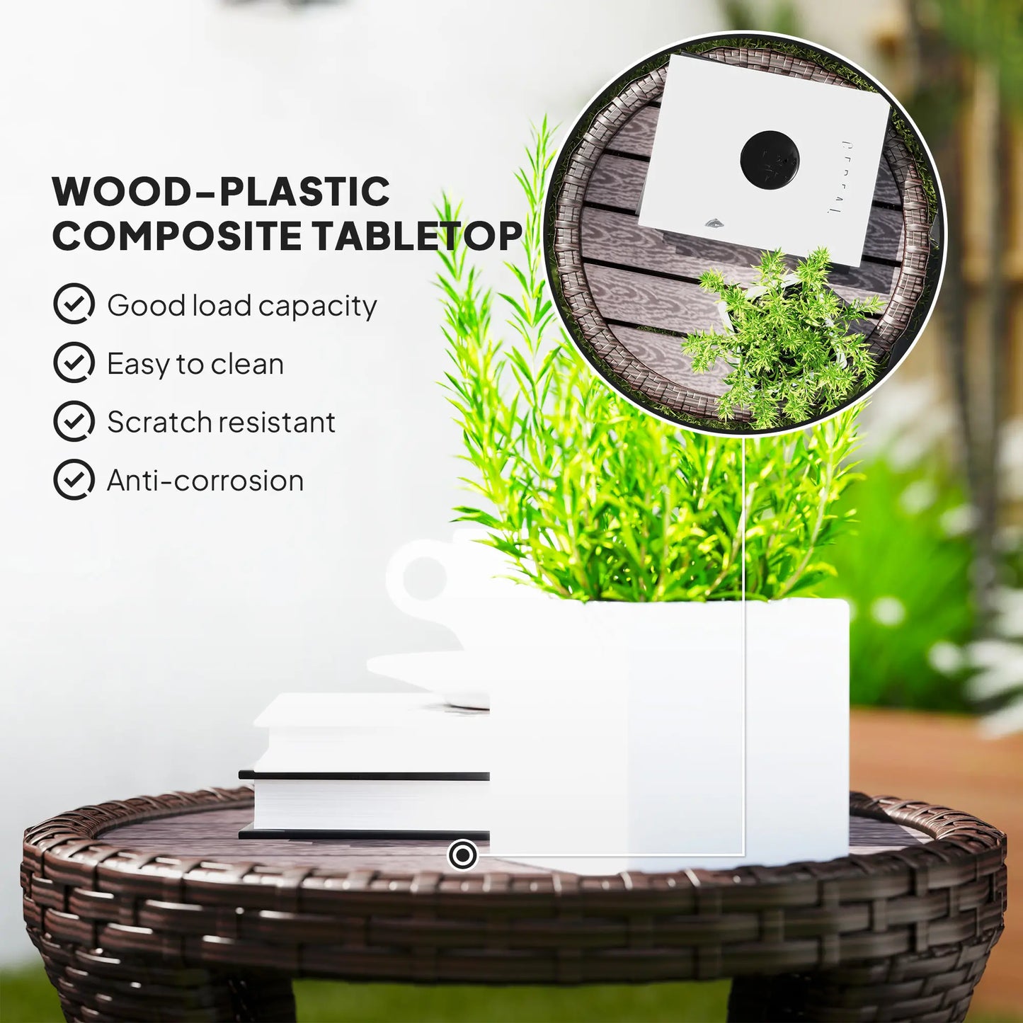 18" Wicker Outdoor Coffee Table, PE Rattan, 2-Tier Storage, Brown Coffee Tables at Gallery Canada