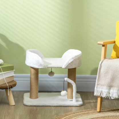 Small Cat Tower Condo, Jute Scratching Posts, Top Perch, Dangling Balls, White Cat Trees at Gallery Canada