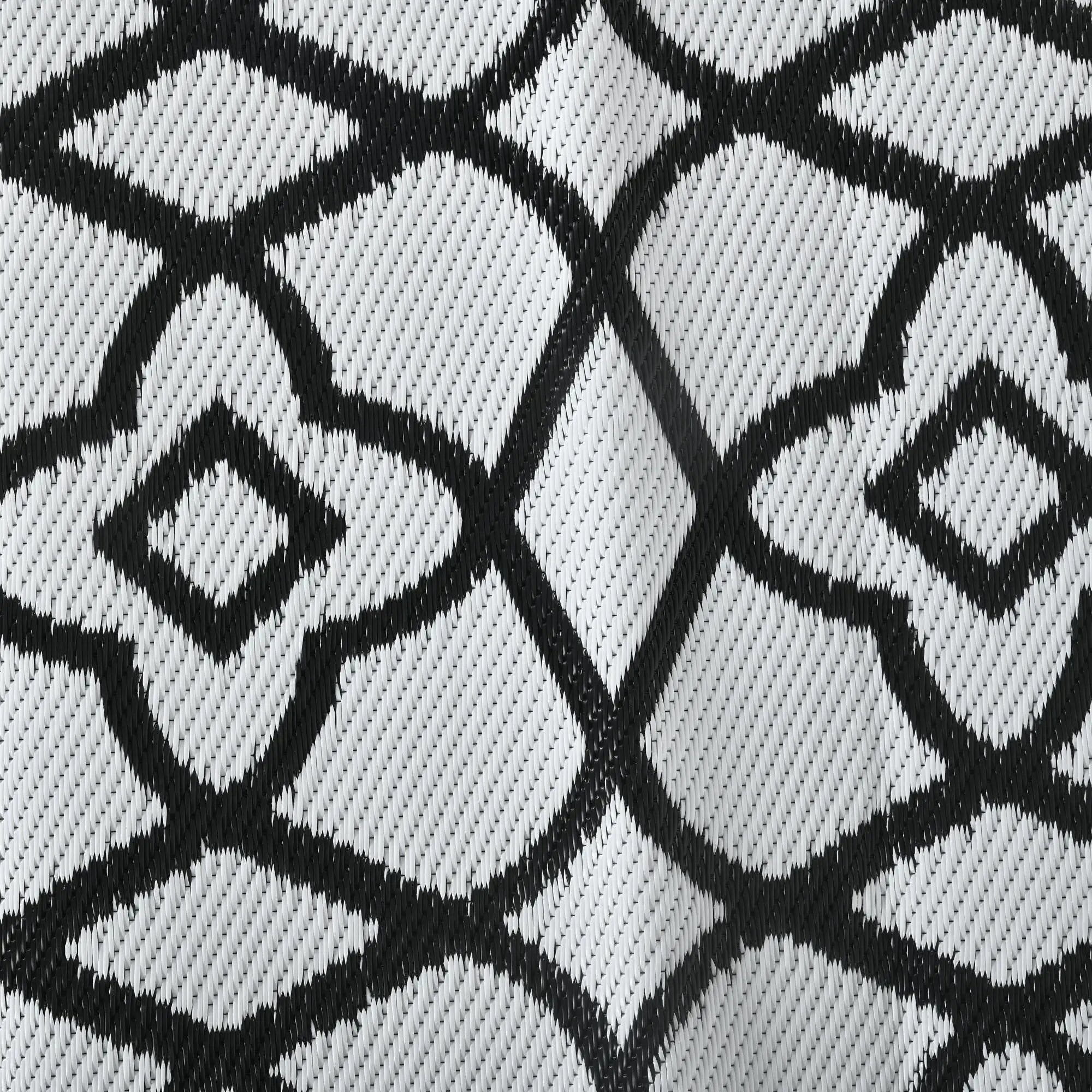 Reversible Outdoor Rug, Waterproof, 9' x 18', Clover, Black and White Outdoor Reversible Rugs at Gallery Canada