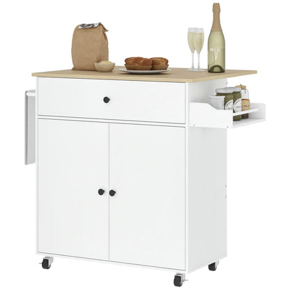Rolling Kitchen Island With Drop Leaf, Storage Cart With Drawer, White Kitchen Islands & Kitchen Carts at Gallery Canada