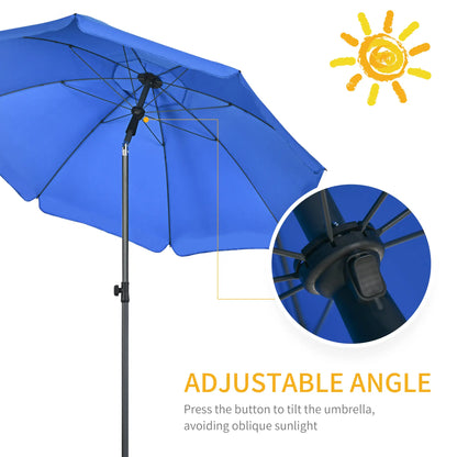 6ft Beach Umbrella, UV50+ Vented Canopy, Push Button Tilt, Blue Beach Umbrellas at Gallery Canada