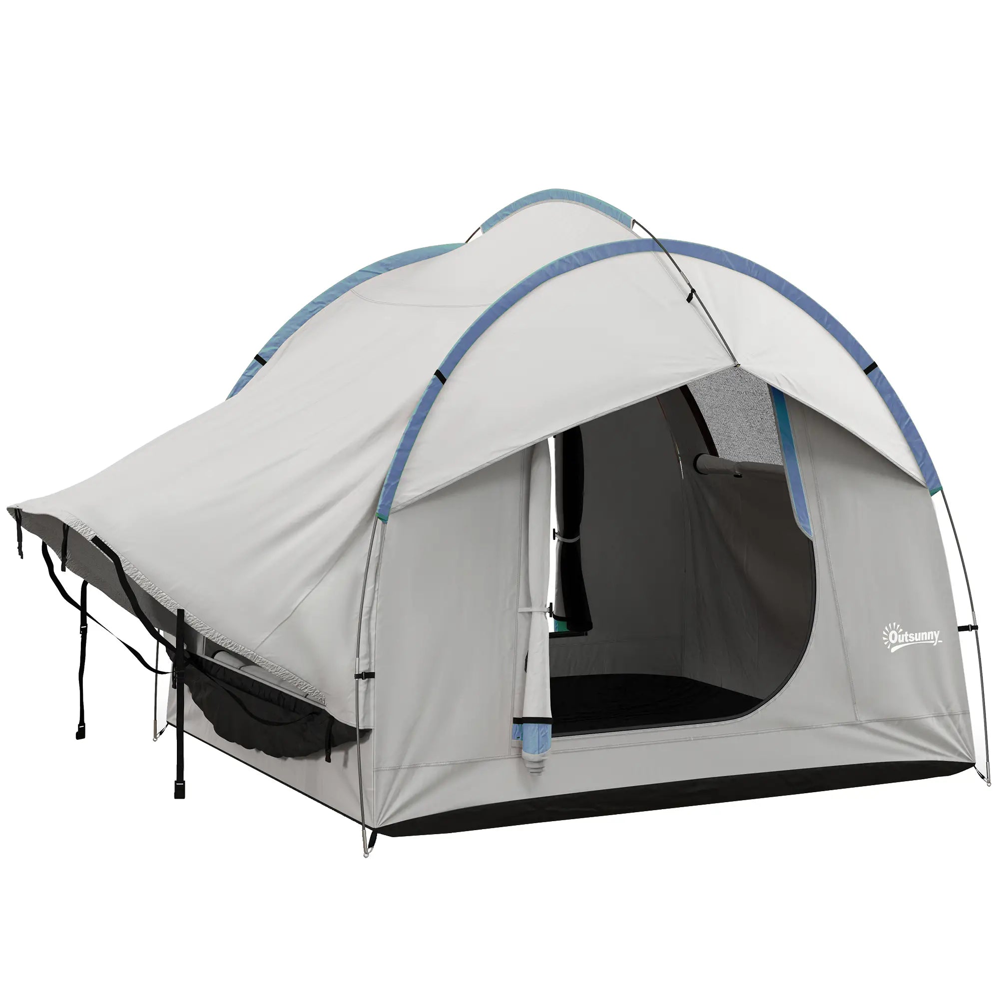 2000mm Waterproof SUV Tent, 3 Doors, Mesh Window, Grey, Blue Camping Tents at Gallery Canada